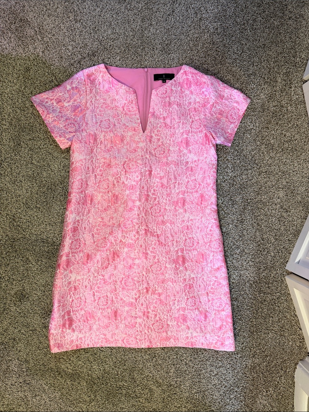 Pink Lace Mini Dress with Keyhole Neckline